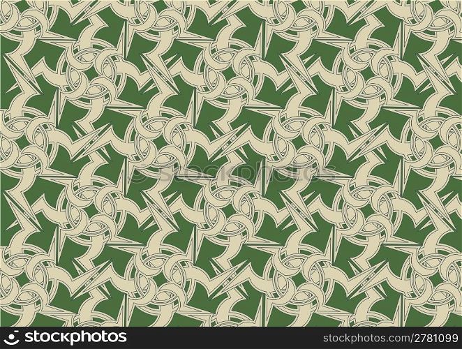 Vector illustration of celtic ornament abstract pattern on the green background