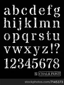 Vector illustration of chalked alphabet. Vector font.. Vector font