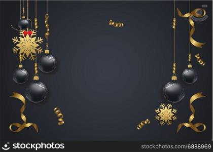 vector illustration of christmas 2018 background with christmas confetti gold and black colors lace for text