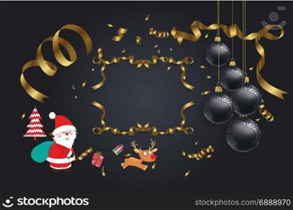 vector illustration of christmas 2018 background with christmas confetti gold and santa claus