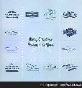 Vector illustration of Christmas and New year calligraphy set