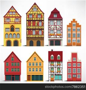 Vector illustration of classic european historical houses