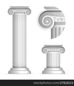 Vector illustration of classical Greek or Roman Ionic column on white background