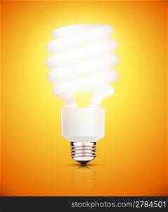 Vector illustration of classy energy saving compact fluorescent lightbulb on a orange background