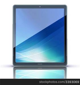 Vector illustration of classy tablet PC. Ideal for your presentation website and for print purposes. The screen is useful to display message, photo or text. Isolated on white.