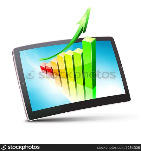 Vector illustration of classy tablet PC with business concept