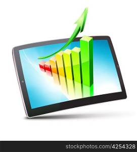 Vector illustration of classy tablet PC with business concept