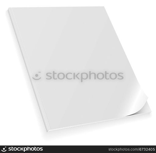 Vector illustration of closed blank magazine with curled cover isolated on white background.