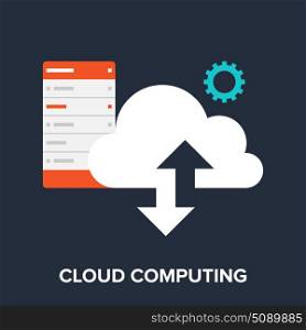 Vector illustration of cloud computing flat design concept.