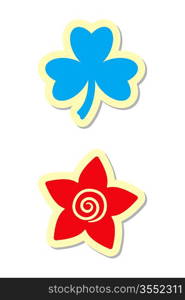 Vector Illustration of Clover and Flower Icons