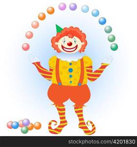 Vector illustration of clown juggling colorful balls. You can place letters on the balls to spell words.