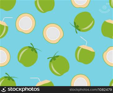 Vector illustration of coconuts seamless pattern on blue background