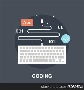 Vector illustration of coding flat design concept.. Coding