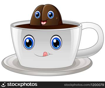 Vector illustration of Coffee cup cartoon character