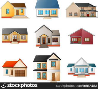 Vector illustration of Collection of different houses on a white background