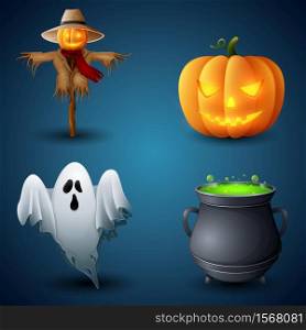 Vector illustration of Collection of Halloween symbols