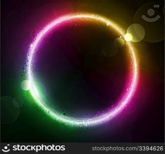 Vector illustration of color abstract background with blurred magic neon light circle