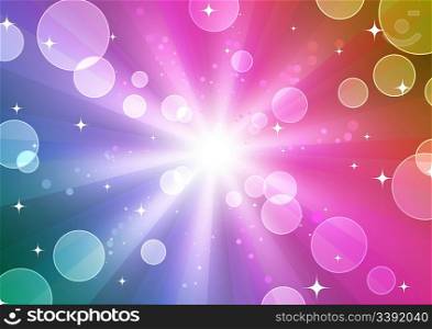 Vector illustration of color abstract background with blurred neon light dots