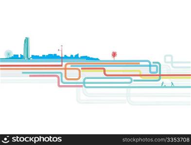 Vector illustration of color lines with style urban background