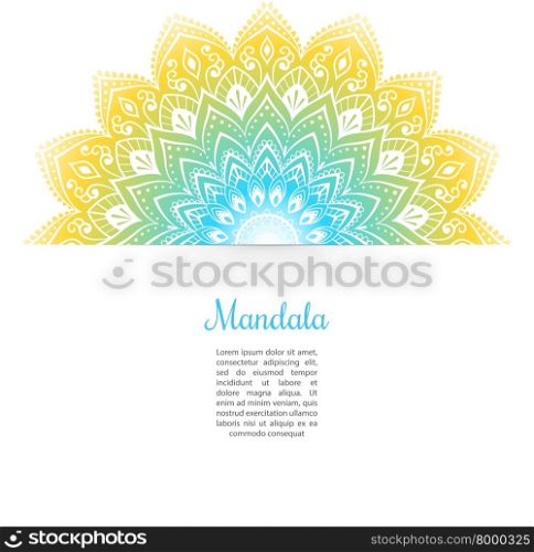 Vector illustration of Color Mandala background template. Color Mandala background