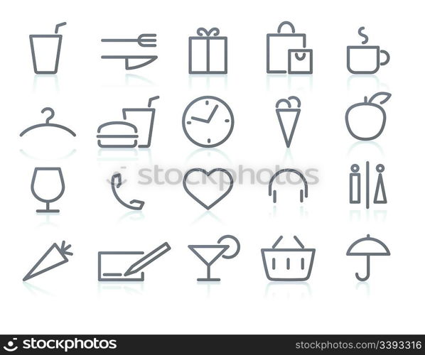 Vector illustration of color neon original style life Icon Set