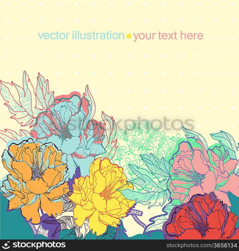 vector illustration of colored blooming roses