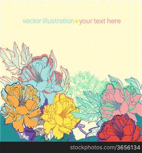 vector illustration of colored blooming roses