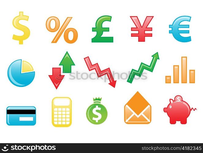 Vector illustration of colored financial icons. You can use it for your website, application, or presentation