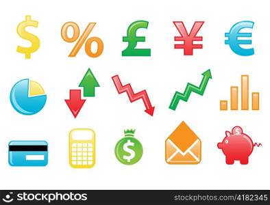 Vector illustration of colored financial icons. You can use it for your website, application, or presentation