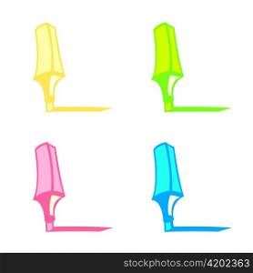 Vector illustration of colored, funny highlighters set.