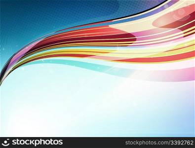 Vector illustration of colorful abstract background made of light splashes and curved lines
