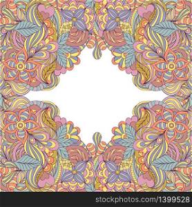 Vector illustration of colorful abstract floral frame.
