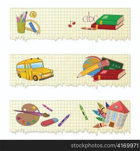 Vector illustration of Colorful Back to school banners or steakers set