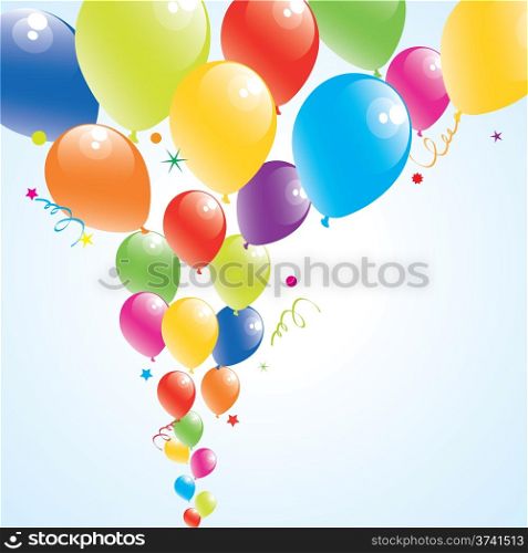 vector illustration of colorful balloons in the sky