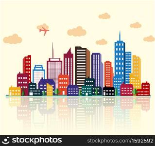 Vector illustration of Colorful building and city background