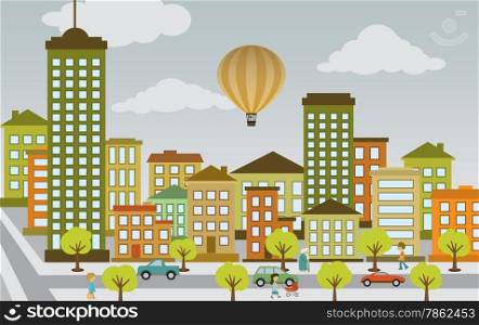 Vector illustration of colorful city