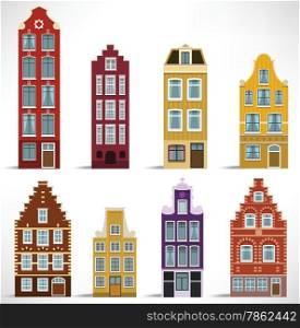 Vector illustration of colorful classic holland houses