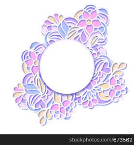 Vector illustration of colorful floral frame on white background