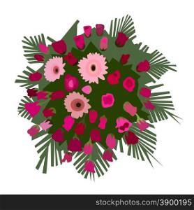 Vector illustration of colorful flower arrangement wreath isolated on white background