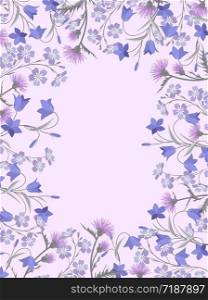 Vector illustration of colorful flowers. Frame floral decorations. Nature background