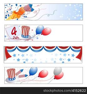 Vector illustration of Colorful Independence Day banners