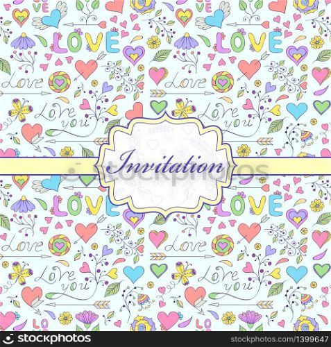 Vector illustration of colorful invitation card ( or place your text)