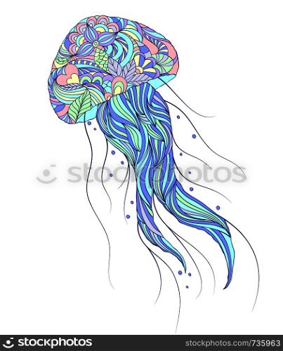 Vector illustration of colorful jellyfish on white background.. jellyfish on white background