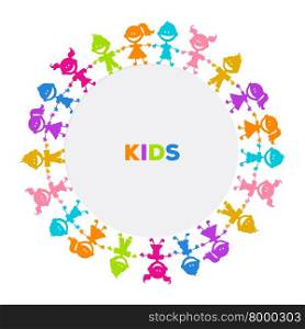 Vector illustration of Colorful kids friends image