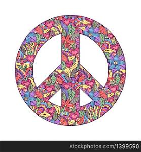 Vector illustration of colorful peace symbol on white background