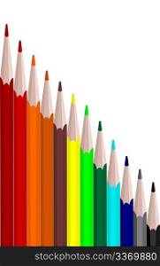 Vector illustration of colors set pencils are isolated on white background