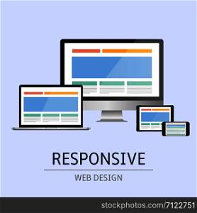 Vector illustration of concept responsive web design on blue background