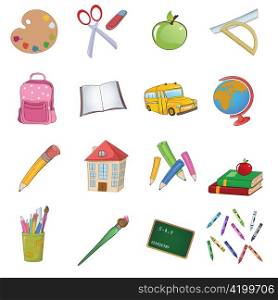 Vector illustration of cool Back to school icons set