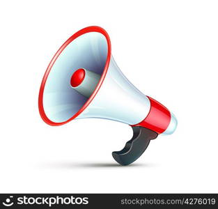 Vector illustration of cool detailed megaphone icon isolated on white background.