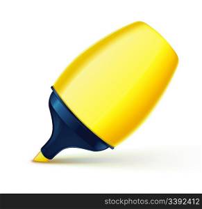 Vector illustration of cool fat yellow marker isolated on white background